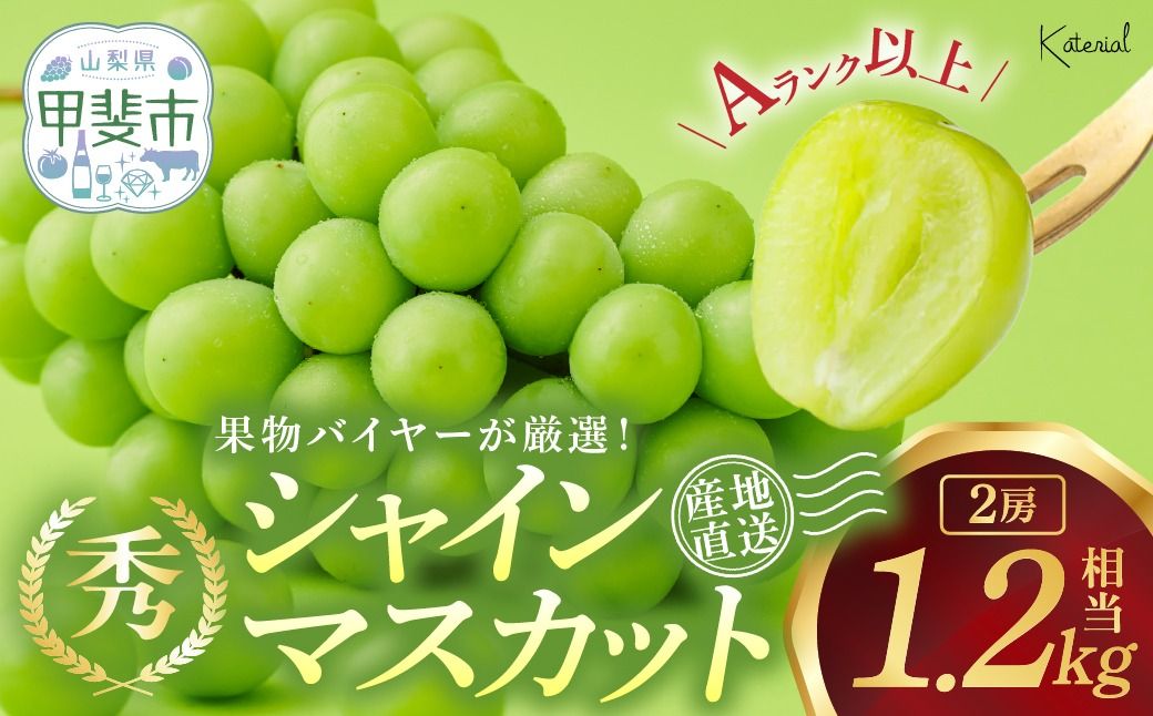 [2026年/令和8年発送分]シャインマスカット 2房 1.2kg相当 先行予約 人気 おすすめ 国産 贈答 ギフト お取り寄せ 山梨県産 産地直送 フルーツ 果物 くだもの ぶどう ブドウ 葡萄 シャイン シャインマスカット 新鮮 AD-239