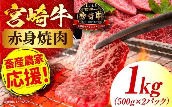 「畜産農家応援」 宮崎牛赤身(ウデorモモ) 焼肉 【1kg】_kn085-012-01