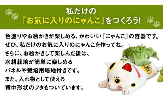 おえかきにゃんこ の 水耕栽培キット 家庭菜園 小物入れ 収納 インテリア 野菜 やさい 夏休み 自由研究 工作 [EM001ci]