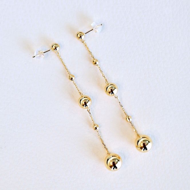 K18(18金) イエローゴールド 揺れる 地金 ロング チェーン ピアス 保証書付 M1253 242-047