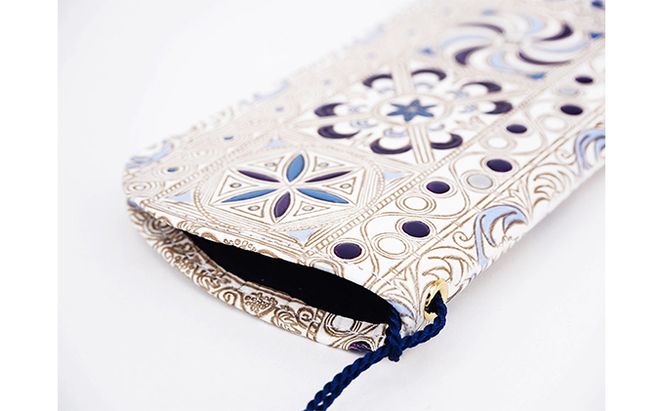 【文庫屋大関】メガネケース　錦紗＜紫＞【皮革工芸品】 ファッション小物 民芸品 