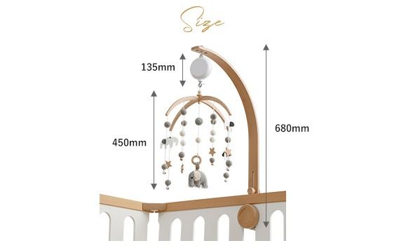 HOPPL（ホップル）ベビーメリーセット（ぞう・ホワイト）+オルゴール　ネームプレート付き