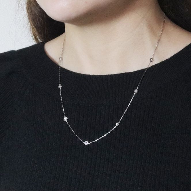 プラチナ　1.00ct　ダイヤモンドステーションネックレス　BQ-202