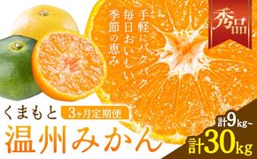 みかん 定期便 秀品 温州みかん 3ヶ月 選べる 内容量 計9kg 計15kg 計30kg 日本フルーツ株式会社《10月上旬-12月末頃出荷》熊本県 長洲町 ミカン 蜜柑 柑橘類 極早生 早生 中生 果物 フルーツ---sn_nfumtei_23000_mini_oct3---