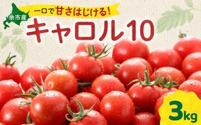 【先行予約：2026年9月上旬以降発送】余市町産丸型ミニトマト「キャロル10」3Kg 高糖度 自根栽培 濃厚 甘い 野菜 返礼品 寒暖差 皮薄 ジューシー サラダ_Y165-0002