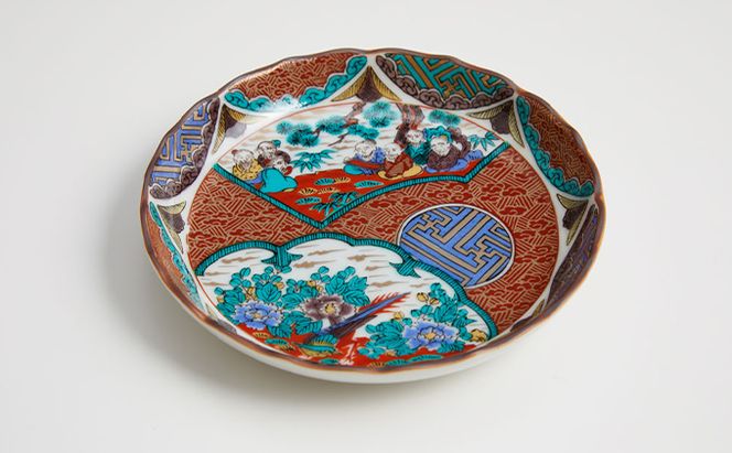 九谷焼 4.5号皿揃・時代絵（5枚セット）a01 民芸品 工芸品 お皿 豆皿 