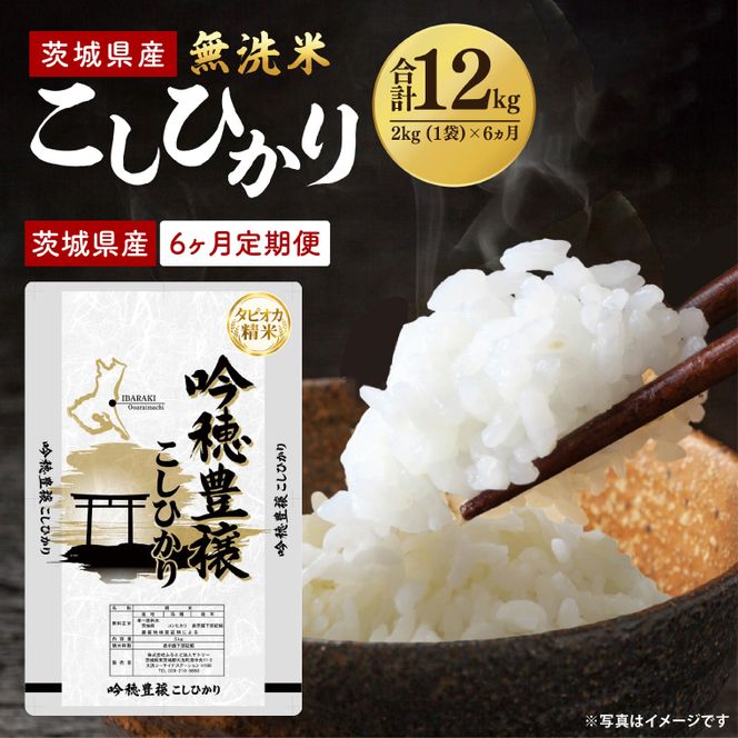 【6ヵ月定期便】＜令和8年産 ＞新米無洗米こしひかり 2kg×6ヵ月