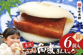BJ043 岩崎本舗 大とろ角煮まんじゅう 6個入 (箱) [長崎県 島原市]