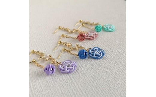 ＊桔梗色＊　『花時』アシンメトリーピアス/水引ピアス　AM00317