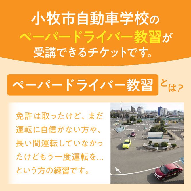 小牧市自動車学校のペーパードライバー教習(1時限分)チケット ［186A02］ 小牧市自動車学校 ペーパードライバー 教習 1時限分 チケット 1枚 路上コース 小牧市内 観光スポット巡り 初心者 サポート 運転 不安解消 ドライビングレッスン 自動車学校 愛知県 小牧市 送料無料