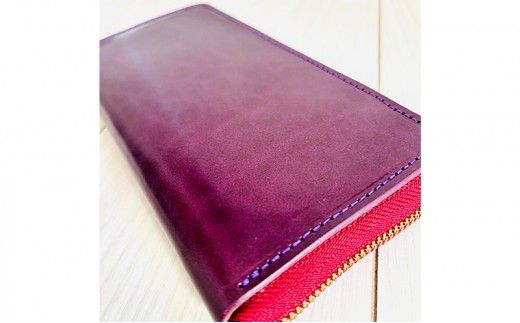 財布 大容量 ロングウォレット パープルｘダルメシアン 長財布 革 レザー 牛革 小銭入れ 札入れ 一点モノ ダルメシアン ギフト 日用品 雑貨 日進市 愛知県