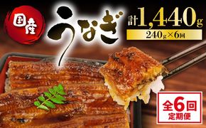 定期便 全6回 うなぎ 国産 蒲焼 120g × 2尾 計1440g 鰻蒲焼 ウナギ JAS認定 土用 丑の日 活鰻 特製無添加たれ 山椒 ギフト 贈答 冷凍 養殖 海鮮 真空パック レンジ 調理 湯煎 まとめ買い 静岡県 藤枝市