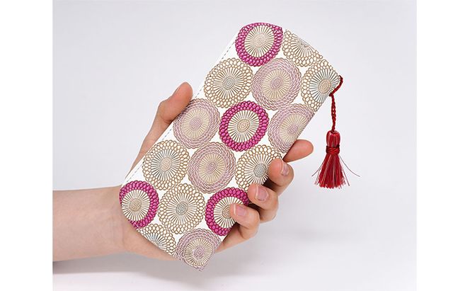 【文庫屋大関】メガネケース　笠菊＜桃花＞【皮革工芸品】 ファッション小物 民芸品 