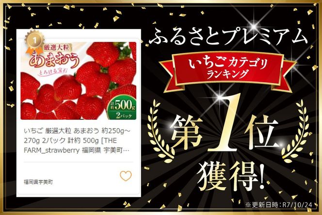 いちご 厳選大粒 あまおう 約250g〜270g 2パック 計約 500g [THE FARM_strawberry 福岡県 宇美町 um40azo780013] あまおう苺 イチゴ フルーツ 果物 くだもの 甘い