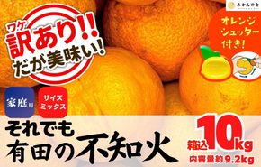 不知火 訳あり それでも 有田の不知火 箱込 10kg (内容量約 9.2kg) サイズミックス和歌山県産 産地直送 【みかんの会】AX247