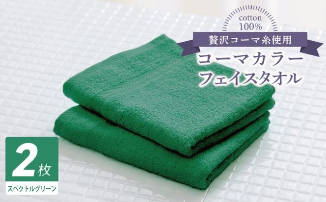 005A630 コーマカラーフェイスタオル 2枚（スペクトルグリーン) 【泉州タオル 国産 吸水 薄手 普段使い 無地 シンプル 日用品】