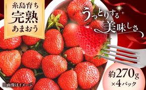 【先行予約】福岡県 糸島市産 完熟 あまおう いちご （約270g×4パック） 【2026年4月以降順次発送】 糸島市 / mhshops / 苺 イチゴ[AKQ002]