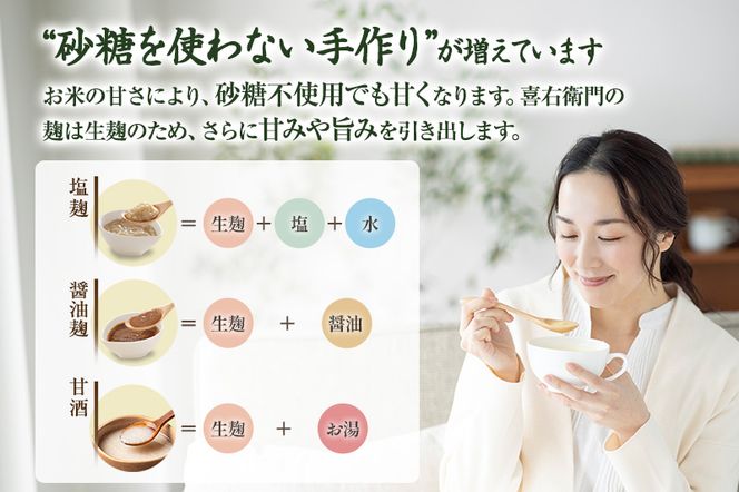 京都・喜右衛門 有機 生米麹 1kg(500g×2袋)真空パック〈有機 オーガニック 無添加 生麹 発酵食品 味噌作り甘酒作り 酵母作り 料理 酸素 アミノ酸 健康維持 体力増進〉