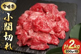 牛肉 宮崎牛 小間切れ 200g 10P 計2kg [マルミヤストア 宮崎県 美郷町 31ag0147] 小分け 国産 黒毛和牛 黒毛 和牛 BBQ
