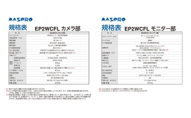 防犯カメラ ワイヤレスカメラ セット EP2WCFL 10.1インチ スマホ連動 防犯対策 家電
