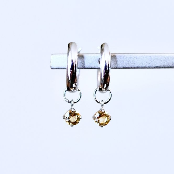 Pt900 プラチナ 2WAY ピアス 地金 シトリン フープピアス(直径10mm) 保証書付 SMK-5249 SWAD098-cit