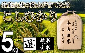 【令和８年産】新米 こしひかり（精米）5kg 鈴鹿山麓の銘水が育てた米 l 米どころ 三重県産 小山田地区  小山田米  米 コメ 白米 精米
