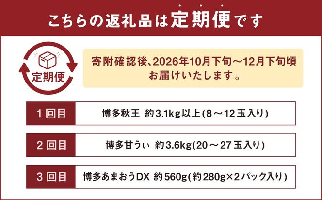 福岡のリッチなフルーツ 3回 定期便 【2026年10月下旬～12月下旬発送予定】 フルーツ 果実 果物 秋王 甘うぃ あまおう 柿 キウイ いちご