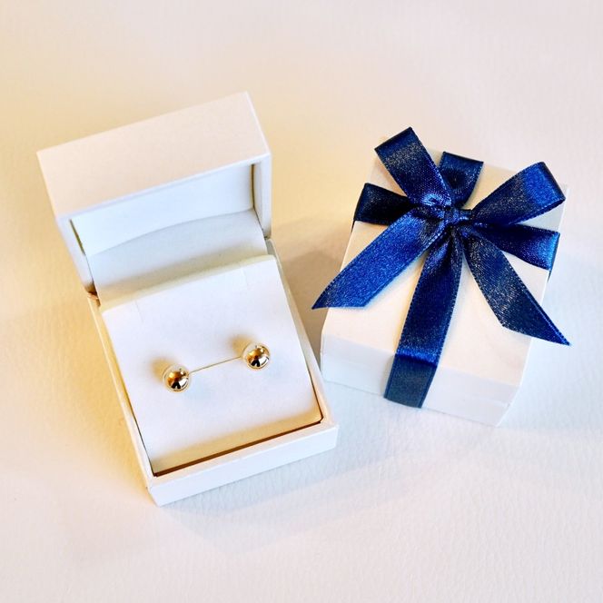 【ジュエリー】K18 18金 ゴールド 地金 シンプル ボール ピアス (7mm) 保証書付 KO-0033 242-011-b