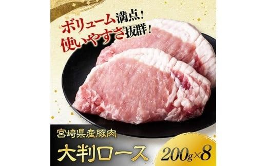 宮崎県産豚肉　大判ロース　1.6kg（200g×8枚） 【 肉 豚肉 ステーキ とんかつ 生姜焼き 】[C11116]
