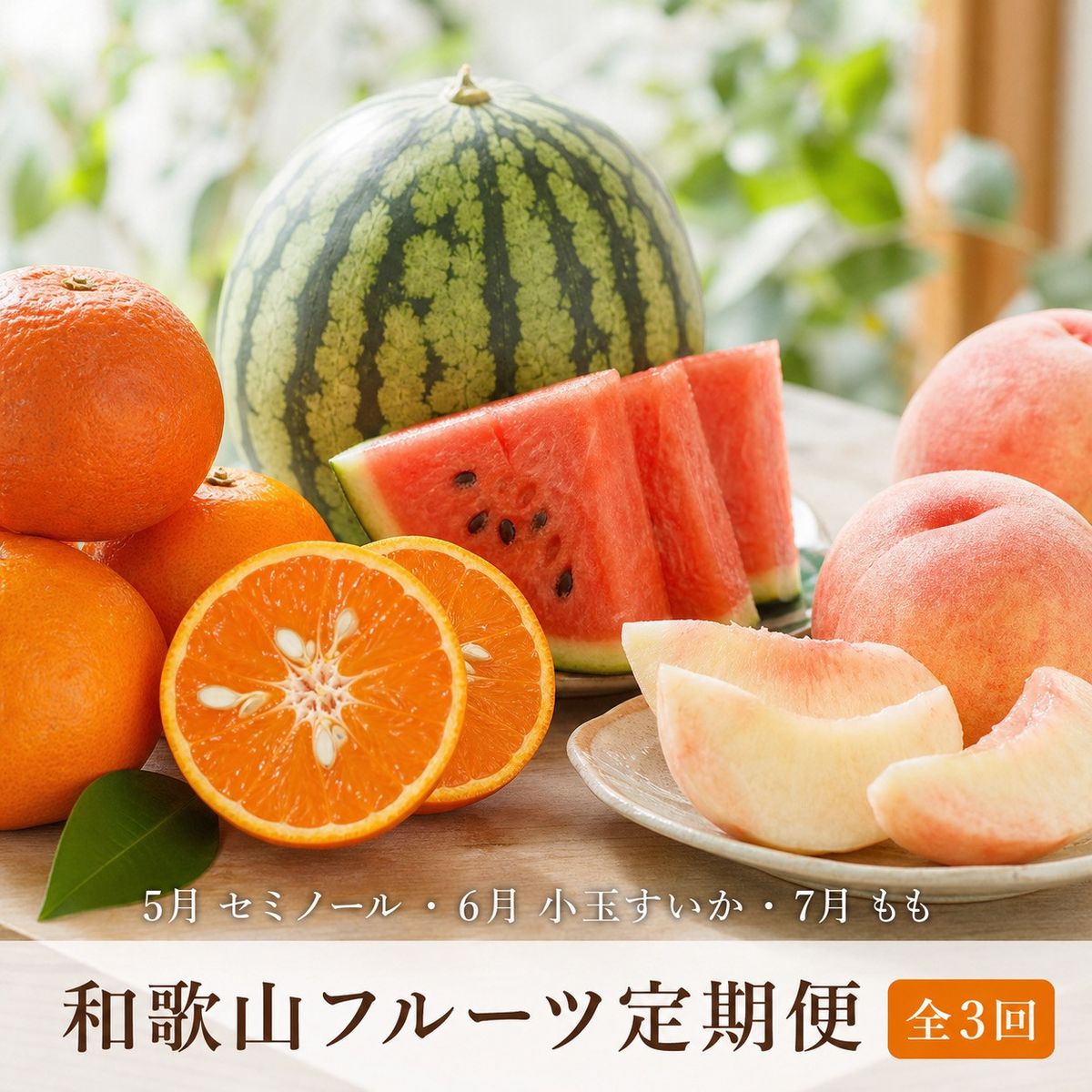 [全3回 定期便]紀州和歌山産旬のフルーツセット(セミノール・スイカ・桃)[UT151] 303446_XF91194