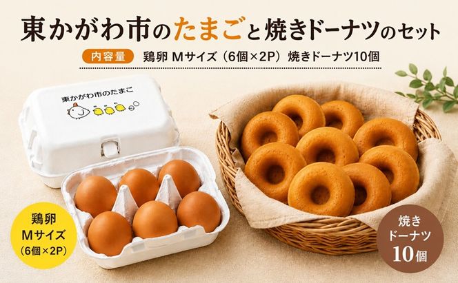 東かがわ市のたまごと焼きドーナツのセット「鶏卵Mサイズ（6個×2P）焼きドーナツ10個」 たまご 卵 鶏卵 ドーナツ 焼き菓子 セット