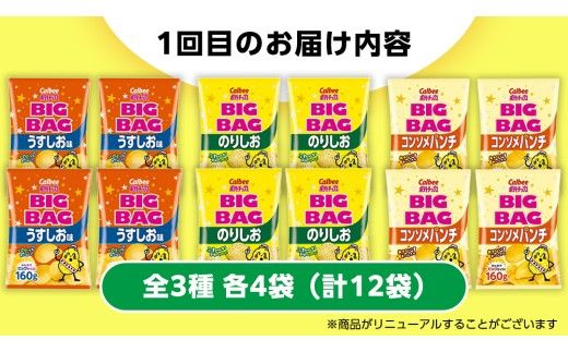  【 スナック菓子 3ヶ月 定期便 】 カルビー 湖池屋 人気 48袋 詰め合わせ バラエティ セット スナック ポテトチップス ポテチ ポテトチップ 菓子 お菓子 おかし おやつ おつまみ 大量 BIGBAG 堅あげポテト のりしお うすしお ブラックペッパー 頒布会 ジャガイモ じゃがいも まとめ買い [DA018us]