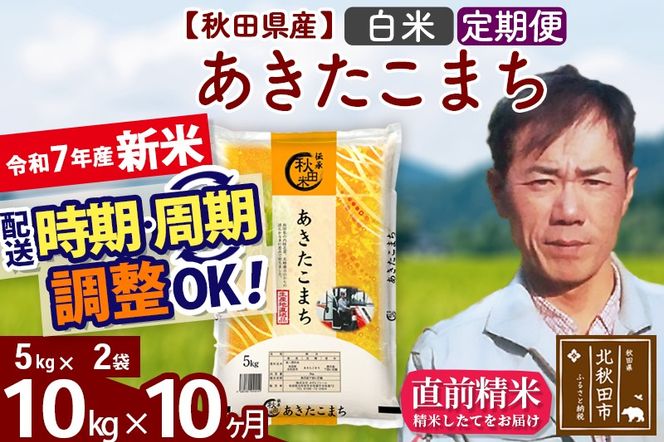 ※令和7年産 新米※《定期便10ヶ月》秋田県産 あきたこまち 10kg【白米】(5kg小分け袋)  2025年産 お届け時期選べる お届け周期調整可能 隔月に調整OK お米 みそらファーム|msrf-12110