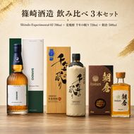 篠崎酒造 シングルモルト・ジャパニーズウイスキー 「Shindo Experimental 02」700ml×麦焼酎 千年の眠り 720ml×朝倉 500ml 飲み比べ 3本セット