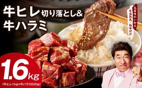 mrz0425 【氷温熟成×特製ダレ】牛ヒレ 1kg＋牛ハラミ 600g 合計1.6kg【スピード発送 味付き 訳あり サイズ不揃い 小分け】