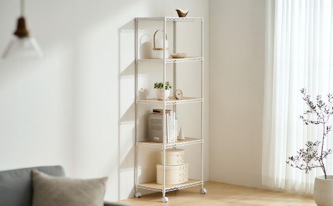 カラーメタルラック ウッドボード付き CMM-55165B ホワイト ラック 棚 おしゃれ キャスター キャスター付 収納ラック キッチン ウッドボード付き メタルラック メタル カラーラック 収納 リビング 寝室 かわいい アイリスオーヤマ 幅55