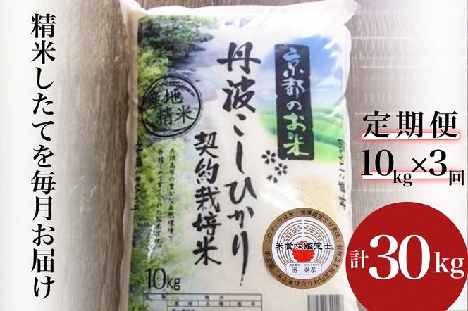 【定期便】米 京都丹波米 こしひかり10kg×3回 計30kg◇◆◇ 米 3ヶ月 白米 3回定期便 ※精米したてをお届け コシヒカリ ※毎月1回又は2カ月に1回 ※北海道・沖縄・離島への配送不可