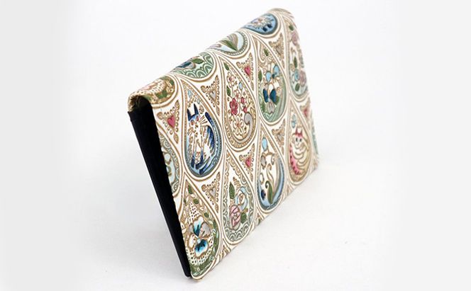 パスケース 花と猫 インディゴ 文庫屋大関 名刺入れ カードホルダー 名刺ケース 名刺ホルダー カード入れ 定期入れ 定期ケース 小物 革小物 革製品 革 民芸品 猫 猫グッズ 日本製 東京 東京都 墨田区　お届け：発送可能時期より順次配送