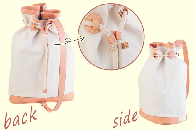 本革 ワンショルダーリュック 生成り×ナチュラル｜バッグ ショルダー 肩掛け リュックサック 革 レザー 帆布 キャンバス ファッション メンズ レディース 男女兼用 田村製作所 大阪府守口市 [2314]
