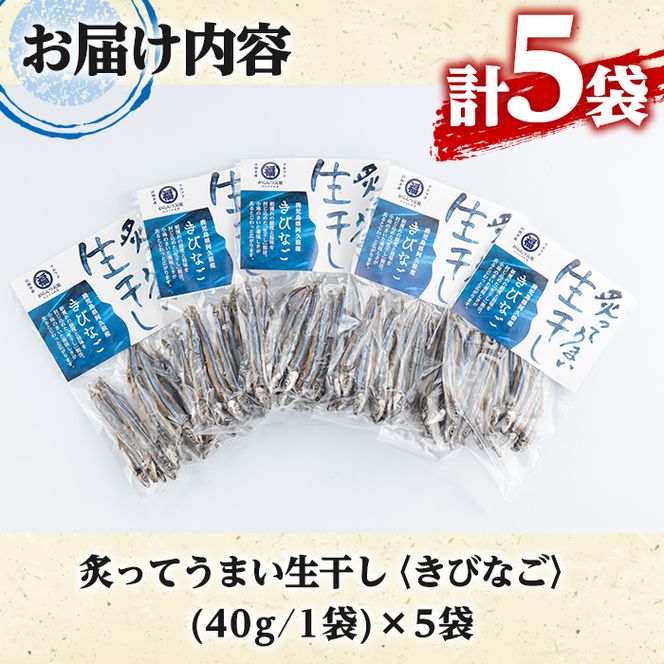 鹿児島県阿久根市産生干し「きびなご」(計5袋・1袋40g)国産 魚介 干物 ひもの キビナゴ がらんつ干物【マルフク川畑水産】akn029-04