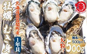 【先行受付】カキ むき身 大粒 1年貝 500g（500g無水パック×1） 佐呂間産（10月中旬以降順次発送開始予定） SRMA043
