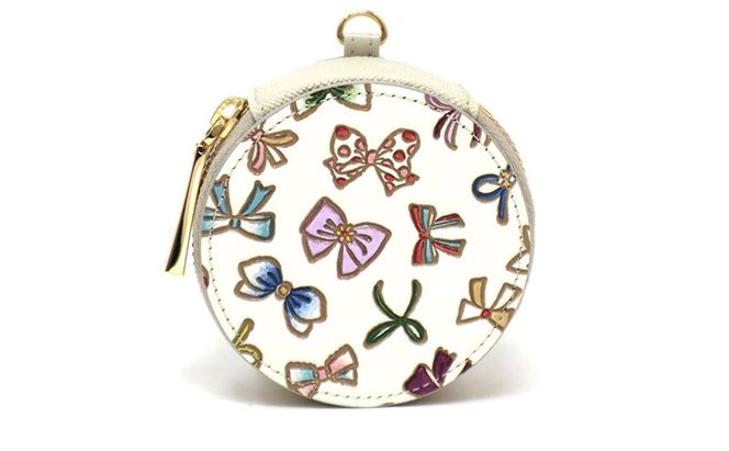 【文庫屋大関】マカロンポーチ プチリボン【皮革工芸品】 ポーチ ミニポーチ 小物入れ アクセサリー入れ イヤホン入れ 収納 保管ケース 手のひらサイズ  本革 革 皮革 工芸品 工芸 雑貨 ギフト プレゼント 日本製 東京