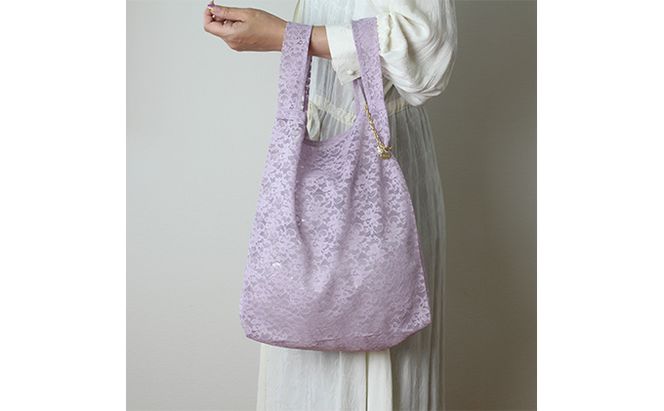 〈Chaleur シャルール〉Ribbon marcheレース【M】サイズ ファッション かばん トートバッグ 手提げ 