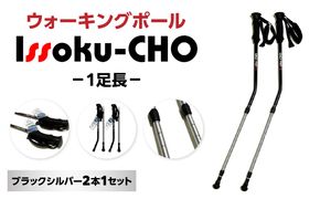 【R17033】ウォーキングポール Issoku-CHO（1足長） ブラックシルバー 2本1セット 