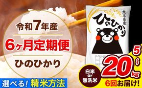 令和7年産 ひのひかり 【6ヶ月定期便】 選べる精米方法 白米 or 無洗米 5kg 10kg 20kg 計6回お届け 《お申込み翌月から出荷》 熊本県産 白米 無洗米 精米 ひの 米 こめ お米 熊本県 長洲町---hn7tei_63000_5kg_mo6_ng_h---