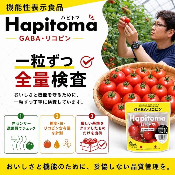 機能性表示食品 Hapitoma ハピトマ 訳あり（1.8kg）【配送不可：北海道・沖縄・離島】健康 ヘルシー GABA 人気 厳選 袋井市 野菜 トマト ミニトマト ストレス リコピン コレステロール 規格外品 新鮮 