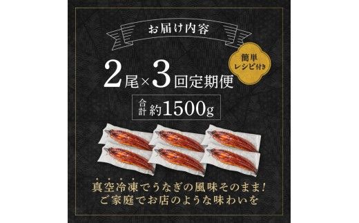 【3回定期便】うなぎ蒲焼き500g以上(250g以上×2尾)【魚住商店】_HB0223 うなぎ 鰻 蒲焼 真空パック 福岡県宗像市 宗像市 福岡 宗像