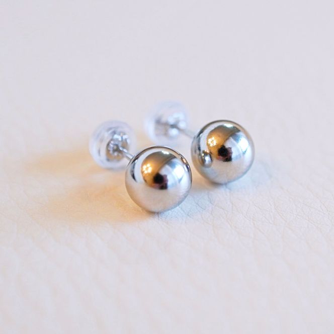 【ジュエリー】Pt900 プラチナ  地金 シンプル ボール ピアス (6mm) 保証書付 KO-0032 242-010-a