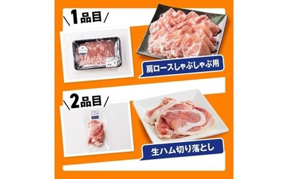 小分けで使いやすい！さんきょうみらい豚満喫セット 【 しゃぶしゃぶ 切り落とし ウデ モモ 鉄板焼 餃子 生ハム切り落とし ハンバーグ 】 [E0102a]