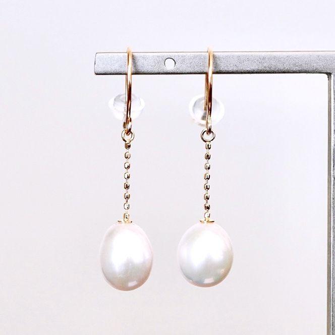 K18 18金 イエローゴールド 揺れる パール ピアス 保証書付 KO-0061 SWAD091